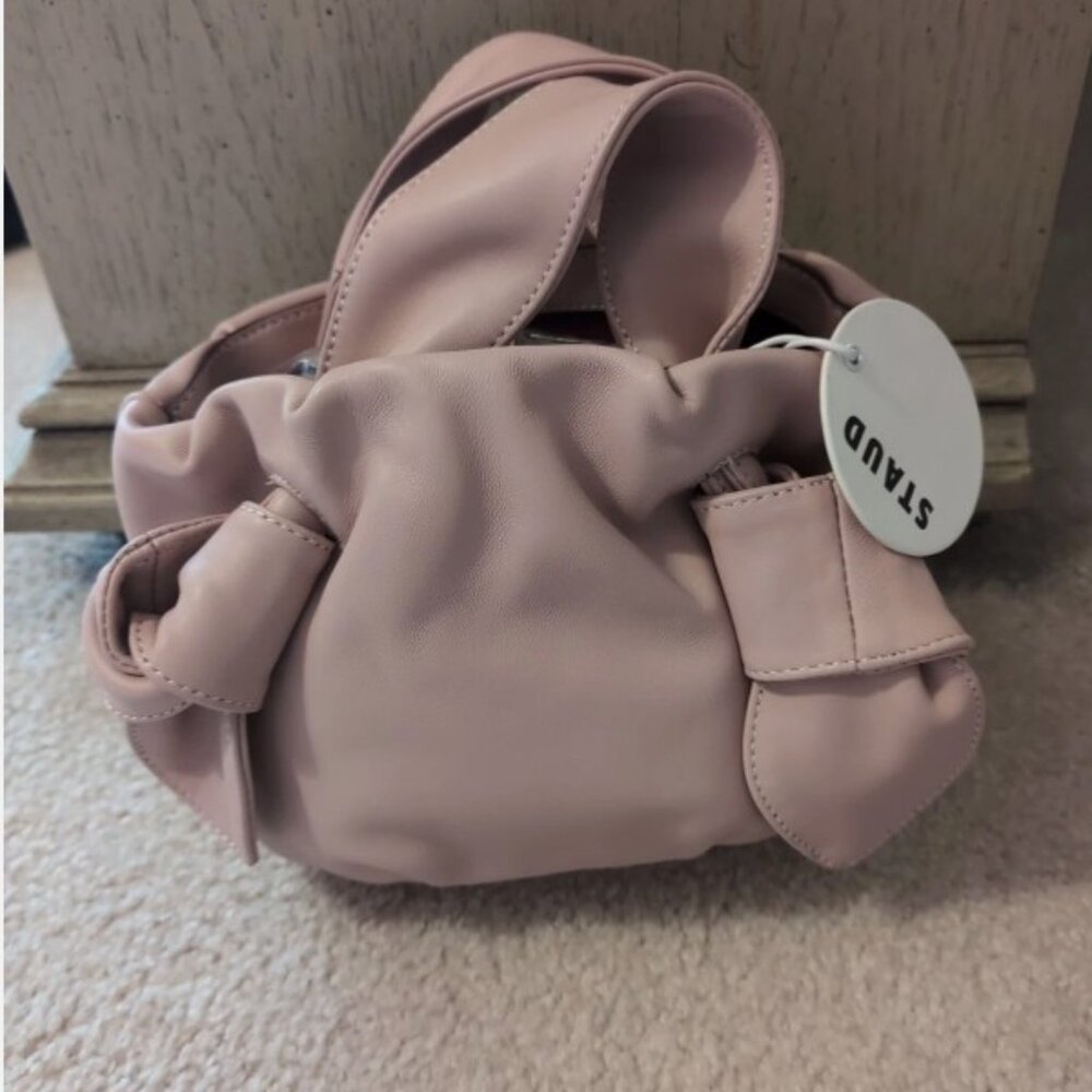 NWT STAUD RONNIE BLUSH LEATHER KNOTTED SATCHEL/CROSSBODY MINI
